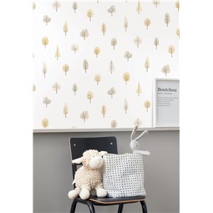 Casadeco|Papier peint enfant village de souris blanc et beige|Enfants 2