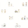 Casadeco|Papier peint enfant village de souris blanc et beige|Enfants