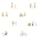 Casadeco|Papier peint enfant village de souris blanc multicolore|Enfants