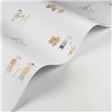 Casadeco|Papier peint enfant village de souris blanc multicolore|Enfants
