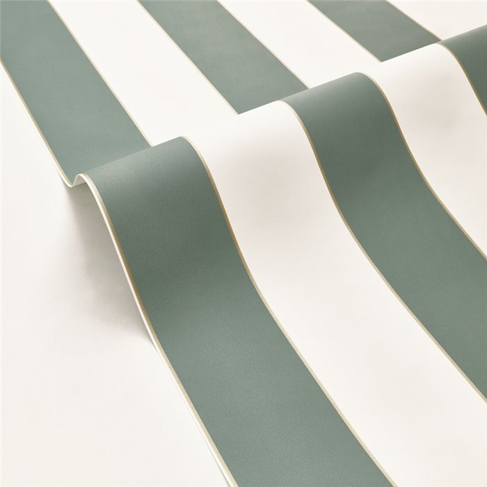 Caselio|Papier peint rayures vertes bordure or scandinave|Rayures