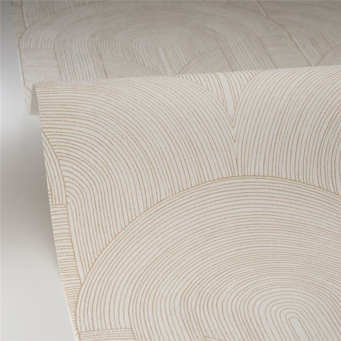 Caselio|Papier peint élégant blanc et doré avec arcs Art déco|Art Déco