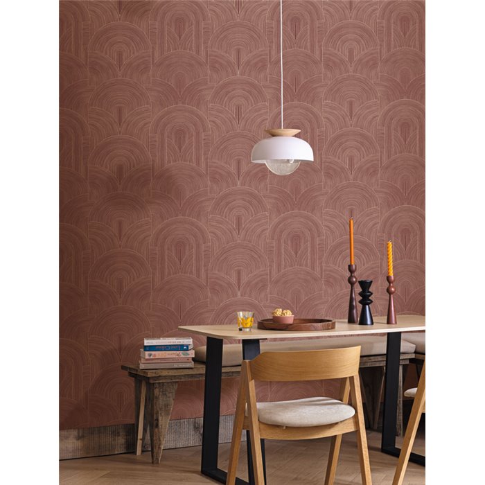 Caselio|Modern geometric wallpaper in aubergine tones|Art Deco