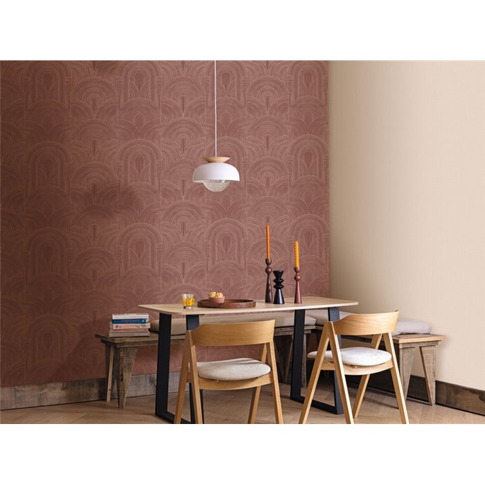 Caselio|Modern geometric wallpaper in aubergine tones|Art Deco