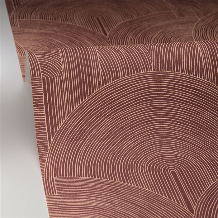 Caselio|Modern geometric wallpaper in aubergine tones|Art Deco