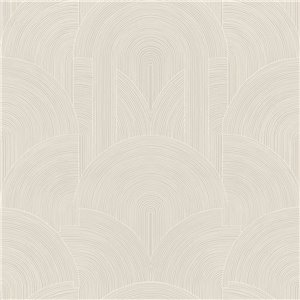Caselio|Papier peint élégant blanc et doré avec arcs Art déco|Art Déco