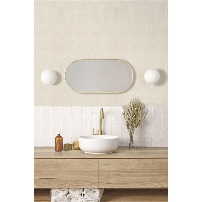Caselio|Papel pintado elegante con forma de arcos tonos claros|Art Deco