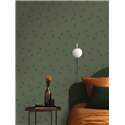 Caselio|Papier peint géométrique vert avec rayures dorées effet brillant|Papier Peint