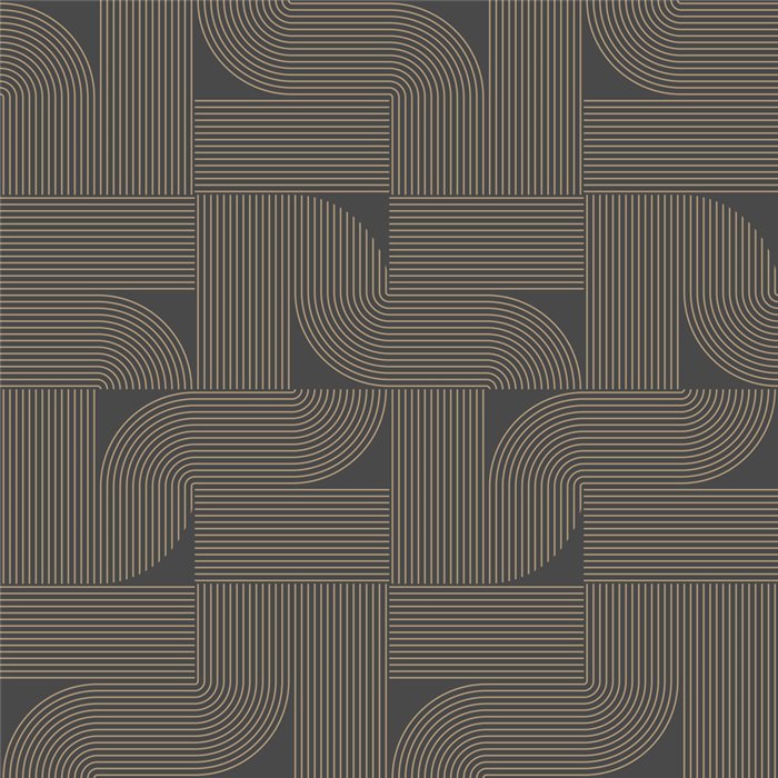 Caselio|Papel pintado moderno diseño geométrico dorado y negro|Moderno