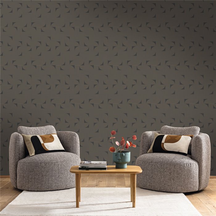 Caselio|Papier peint géométrique moderne doré et noir|Moderne