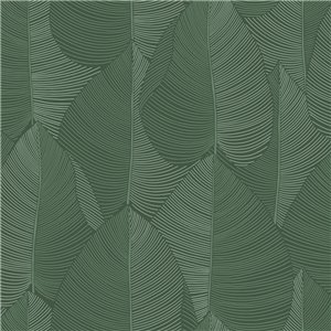 Khroma|Palmblätter-Tapete Grün Weiß Silberakzente|Tapeten