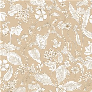 Caselio|Romantische Tapete mit gravierten Blumen in Schwarz-Weiß|Romantische Blumen