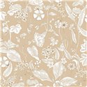 Caselio|Papel pintado estampado floral romántico beige|Flores Romántico