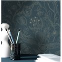 Caselio|Papier peint floral bleu style romantique|Fleurs Romantiques