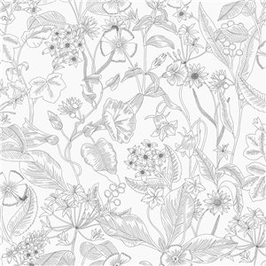 Caselio|Papier peint floral bleu style romantique|Fleurs Romantiques