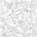 Caselio|Romantische Tapete mit gravierten Blumen in Schwarz-Weiß|Romantische Blumen