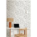 Caselio|Romantische Tapete mit gravierten Blumen in Schwarz-Weiß|Romantische Blumen