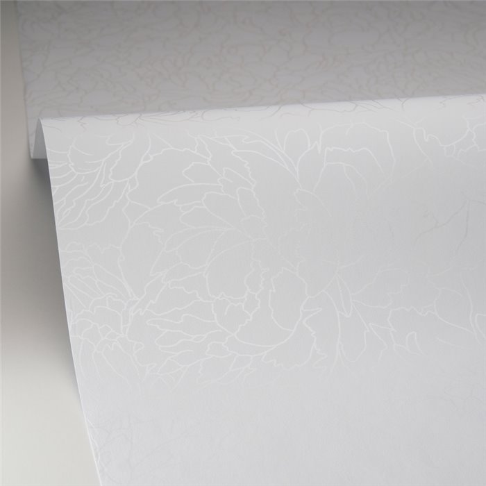 Caselio|Minimalist wallpaper with iridescent white flowers|Bedrooms