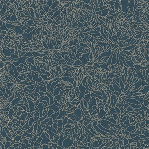 Grandeco|Scandinavian-style floral blue wallpaper|Floral
