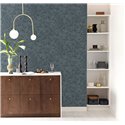 Caselio|Blue and gold floral wallpaper with shimmer, ideal for living room|Hospitality