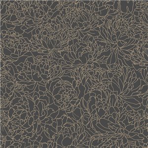 Caselio|Blue and gold floral wallpaper with shimmer, ideal for living room|Hospitality