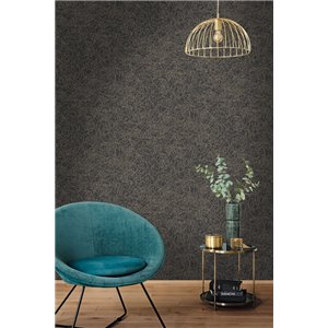Caselio|Blue and gold floral wallpaper with shimmer, ideal for living room|Hospitality 2