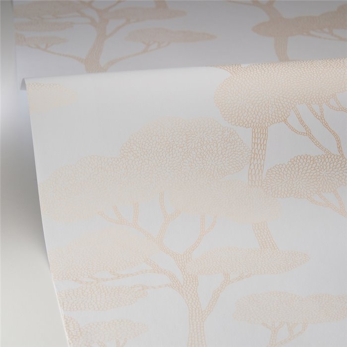 Caselio|Papier peint forêt de pins beige, parfait pour l’entrée|Hall d'entrée