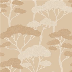 Caselio|Papier peint forêt de pins beige, parfait pour l’entrée|Hall d'entrée