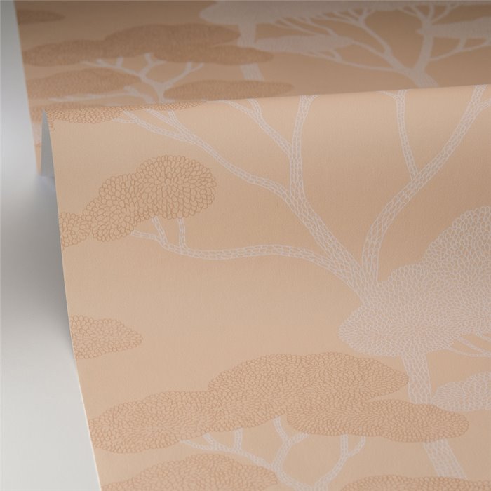 Caselio|Papier peint beige avec pins style pointilliste pour salle à manger|Oriental