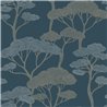 Caselio|Japanische Stil Tapete mit blauem Kiefernwald|Orientalisch