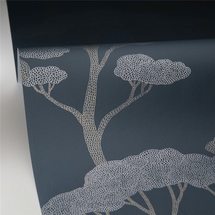 Caselio|Papel pintado estilo japonés, bosque de pinos azul|Oriental