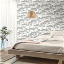 Caselio|Orientalische Stil Tapete mit schwarzen und weißen Kiefern|Orientalisch