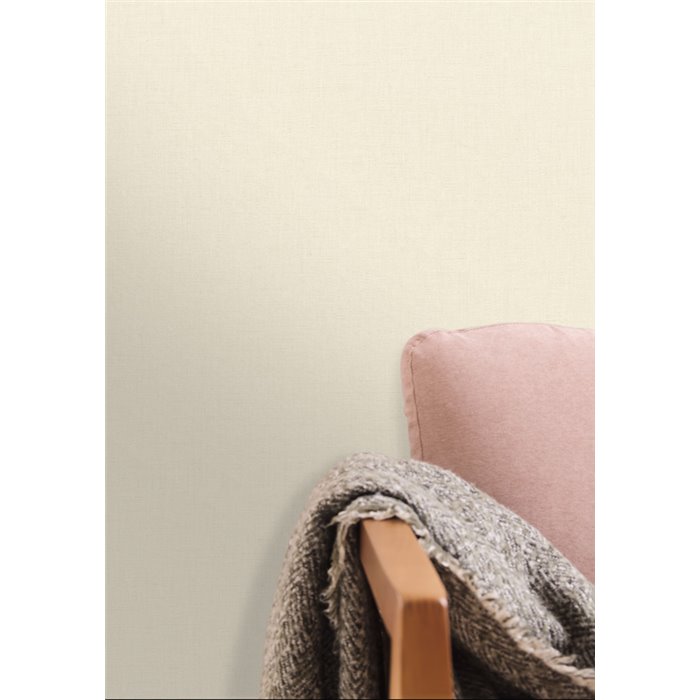 Caselio|Papel pintado liso flameado efecto lino beige|Colores Lisos