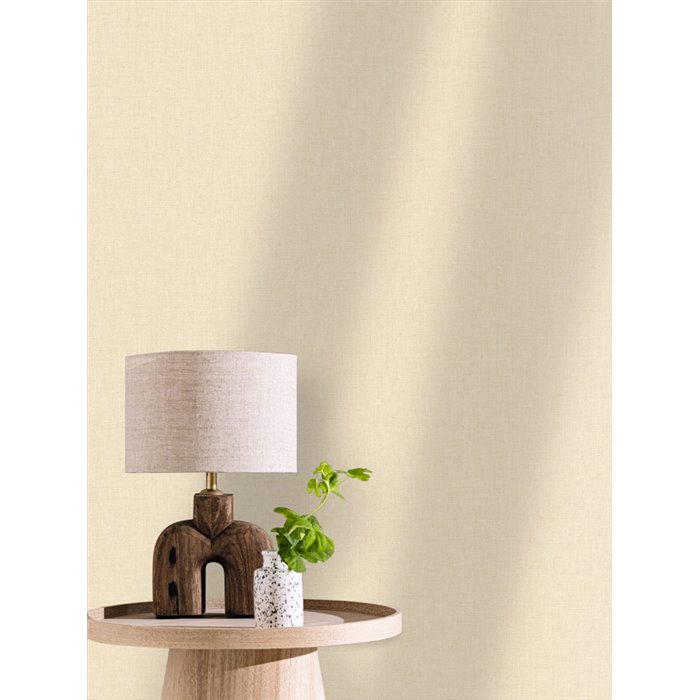 Caselio|Unifarbene beige Tapete in Leinenoptik|Textilimitation