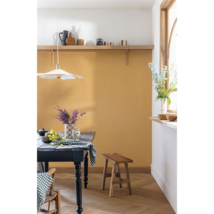 Caselio|Papier peint lin marron effet flammé|Couleurs Unies