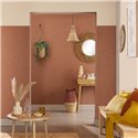 Caselio|Papier peint uni effet lin marron pour salon|Imitation Tissu