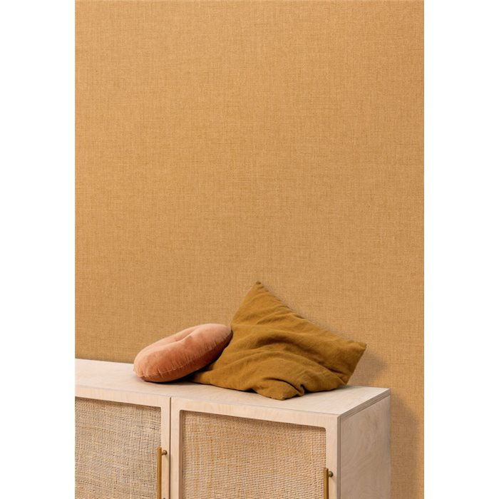 Caselio|Plain wallpaper with flamed yellow linen effect|Fabric Imitation