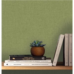 Caselio|Papier peint uni effet lin marron pour salon|Imitation Tissu 2