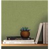 Caselio|Papel pintado lino verde efecto liso flameado|Imitacion Tela