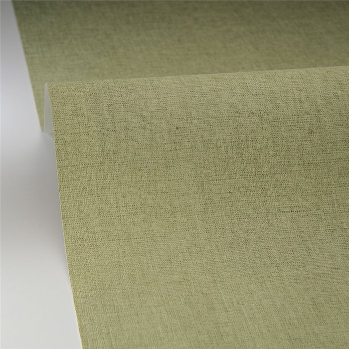 Caselio|Green linen wallpaper with plain flamed effect|Fabric Imitation