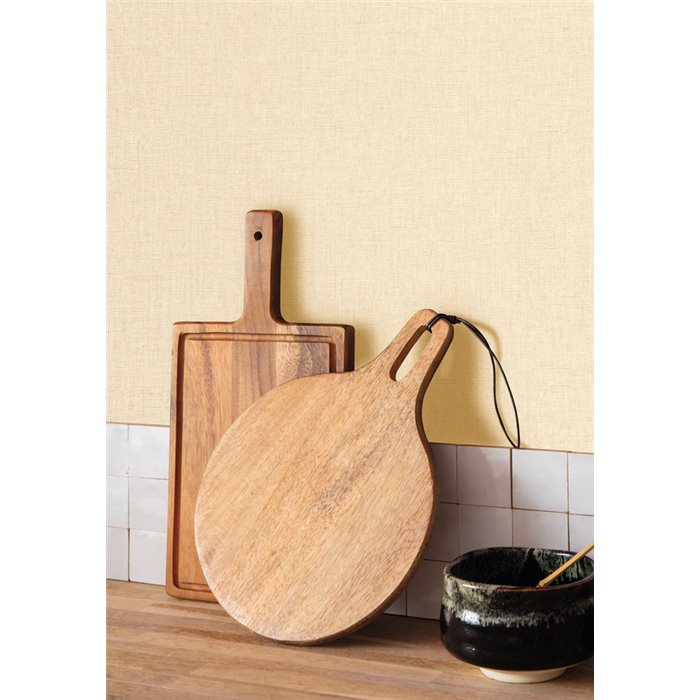 Caselio|Papier peint uni effet lin beige pour salon|Imitation Tissu