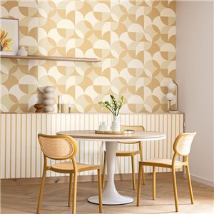 Grandeco|Papier peint palmiers tropicaux beige et or|Papier Peint 2