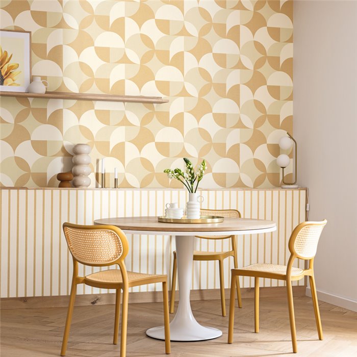 Caselio|Beige Kreise Tapete im Pop-Stil|Kreisen