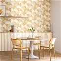 Caselio|Papier peint cercles beiges style pop|Cercles