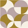 Caselio|Retro bathroom wallpaper with violet and khaki circles|Retro