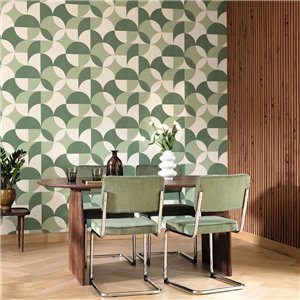 Eijffinger|Retro vintage style orange interlaced shapes wallpaper|Retro 2