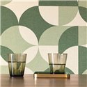 Caselio|Papier peint cercles verts avec une touche rétro|Cercles