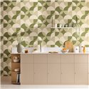 Caselio|Papier peint cercles verts idéal cuisine style scandinave|Scandinave