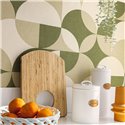 Caselio|Papel pintado circulos verdes ideal cocina estilo escandinavo|Escandinavo