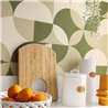 Caselio|Papel pintado circulos verdes ideal cocina estilo escandinavo|Escandinavo
